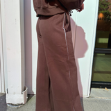 Teddi Fleece Wide Leg Sweatpants - Chocolate