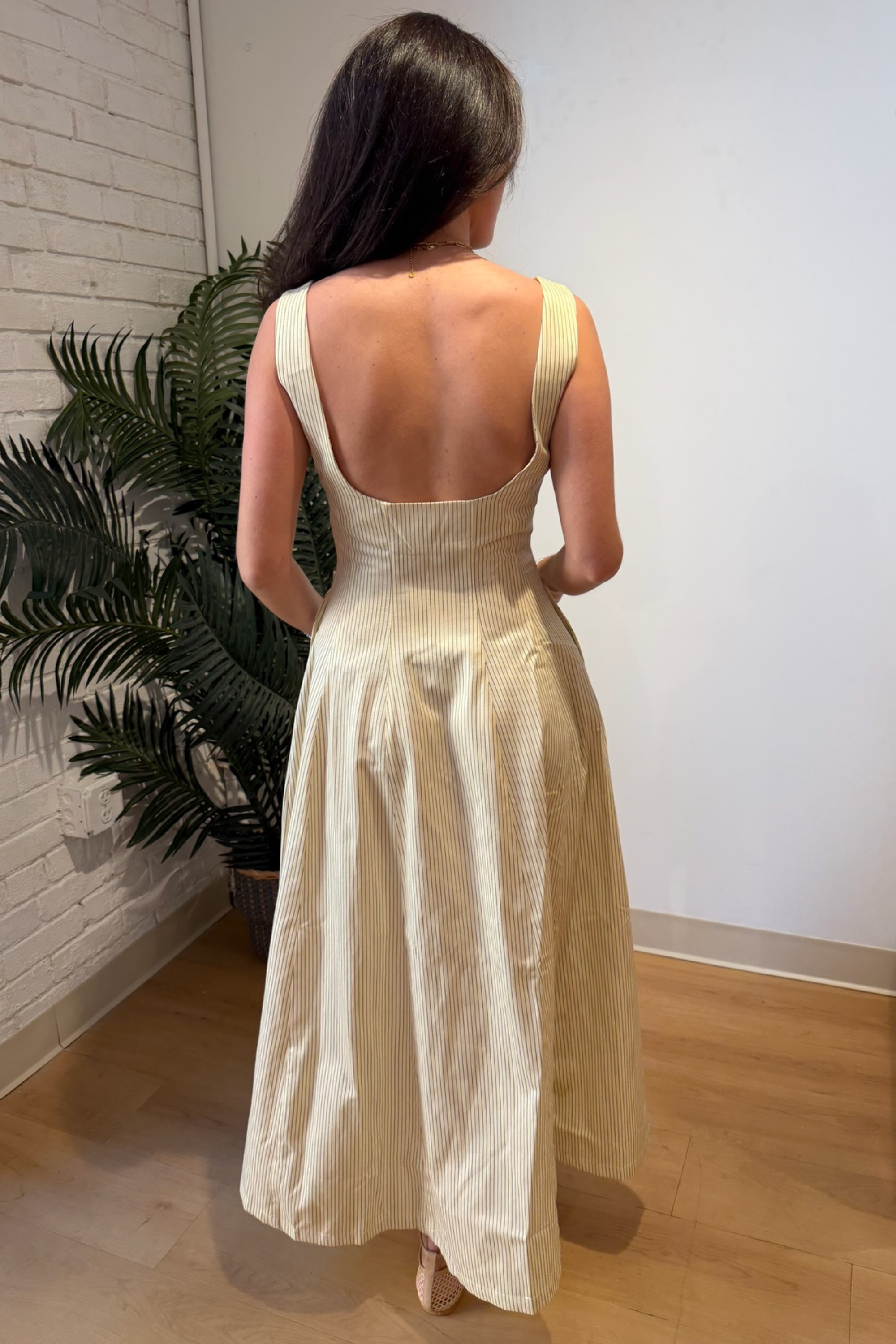 Victor Stripe Maxi Dress - Creme