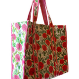 Jenna Reversible Tote Bag - Pink Garden Bloom