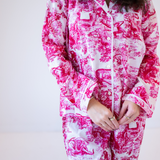 Lily Jammy Pants Set - Toile Dark Red