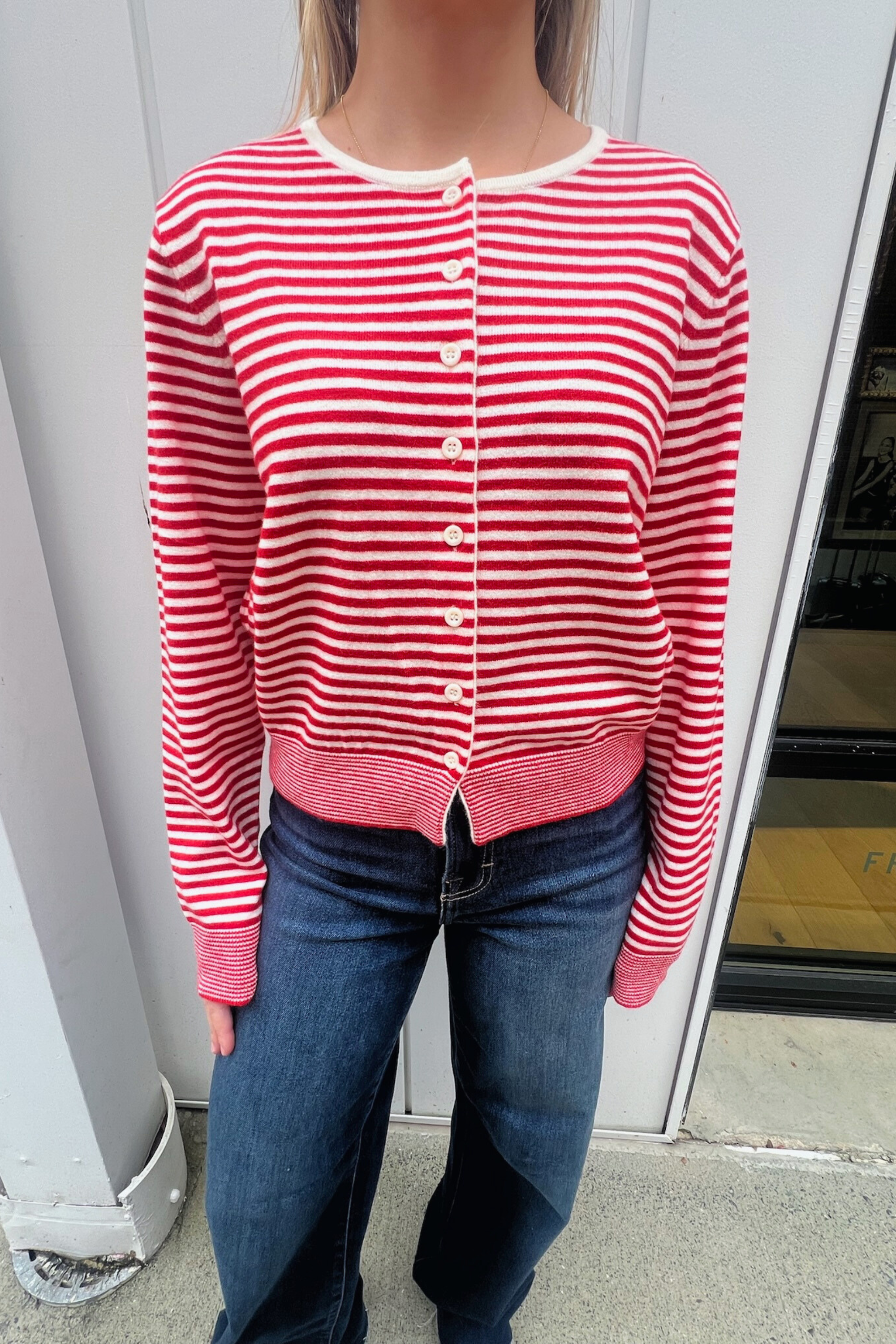 Montana Striped Cardigan - Red/White