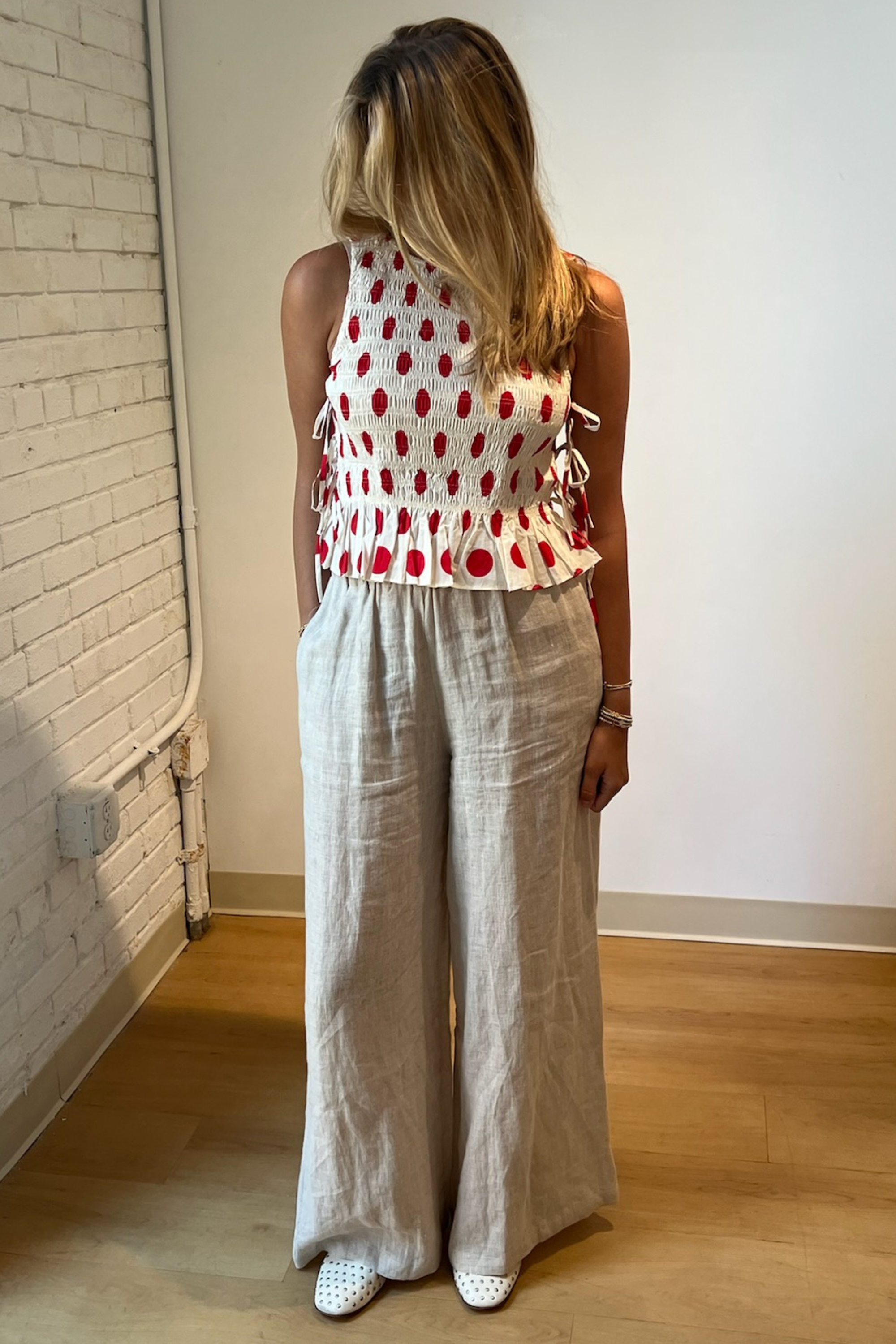 Maeve Polka Dot Shirt - Cream/Red