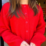 Mary Knit Button Up Cardigan Sweater - Red