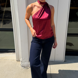 Night Out Scarf Top - Maroon