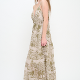 Santorini Sketch Maxi Dress - Olive