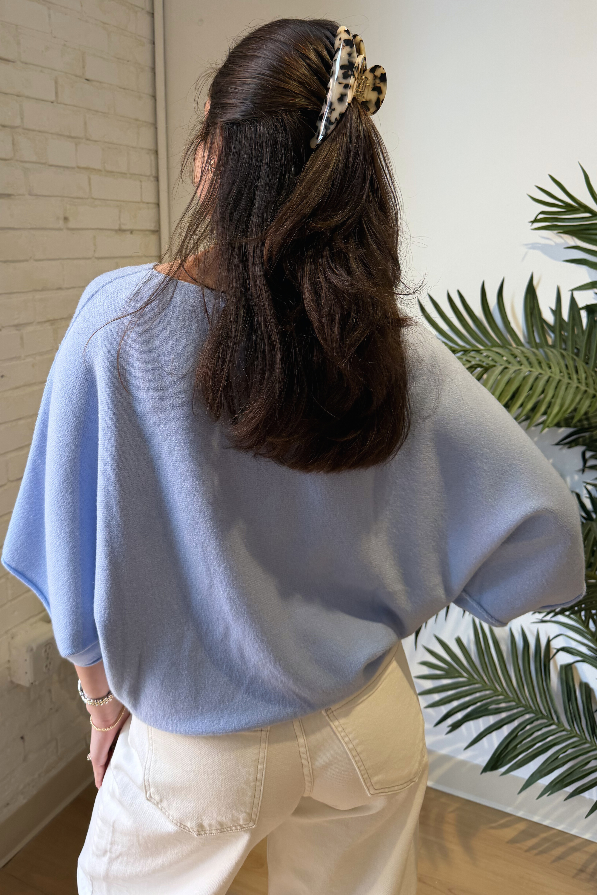 Mia Crewneck Batwing Sweater - Sky Blue