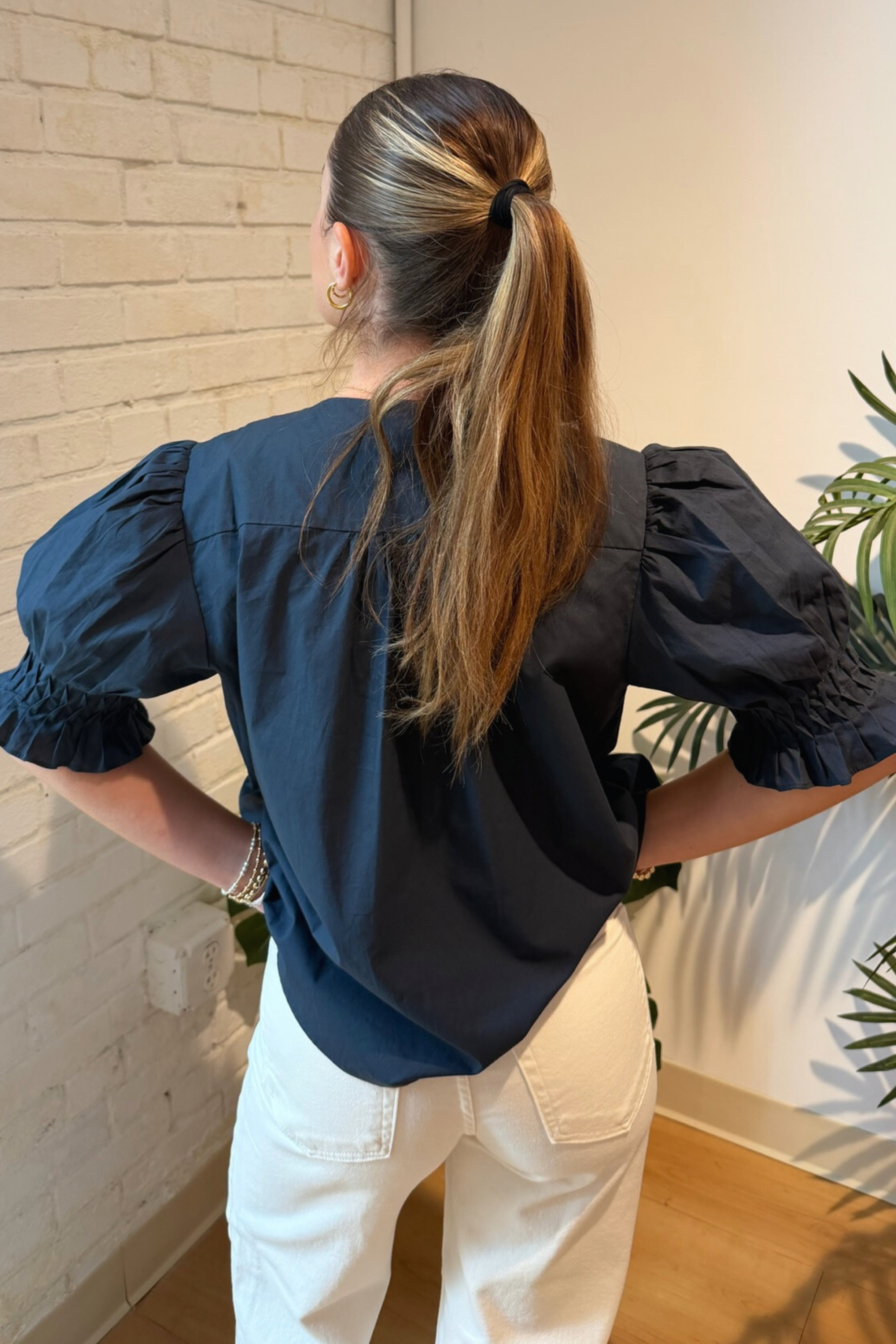 Tiff Puff Sleeve Top - Ink