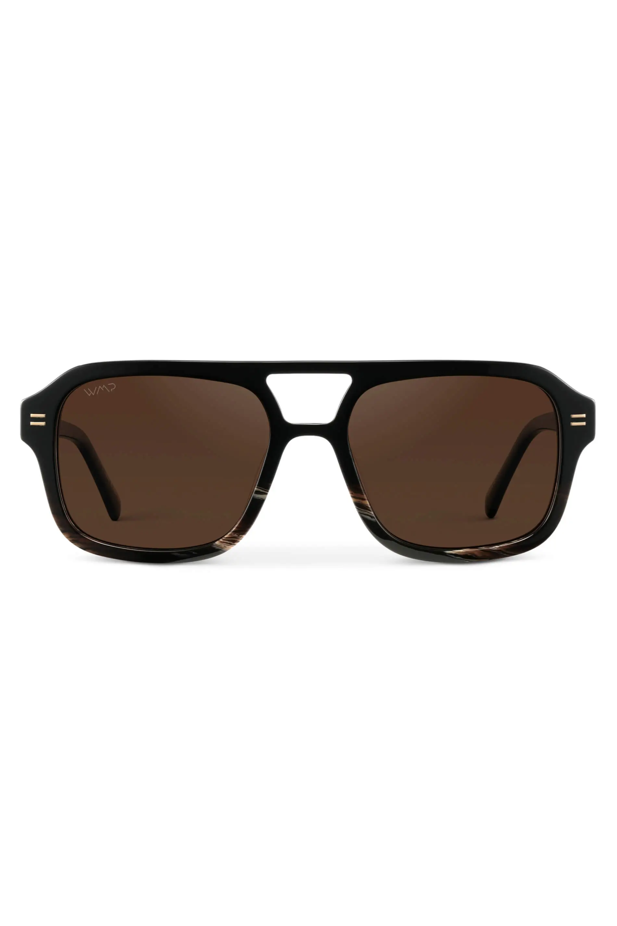 Sydney Aviator Sunglasses - Gloss Black Mineral/Brown Lens