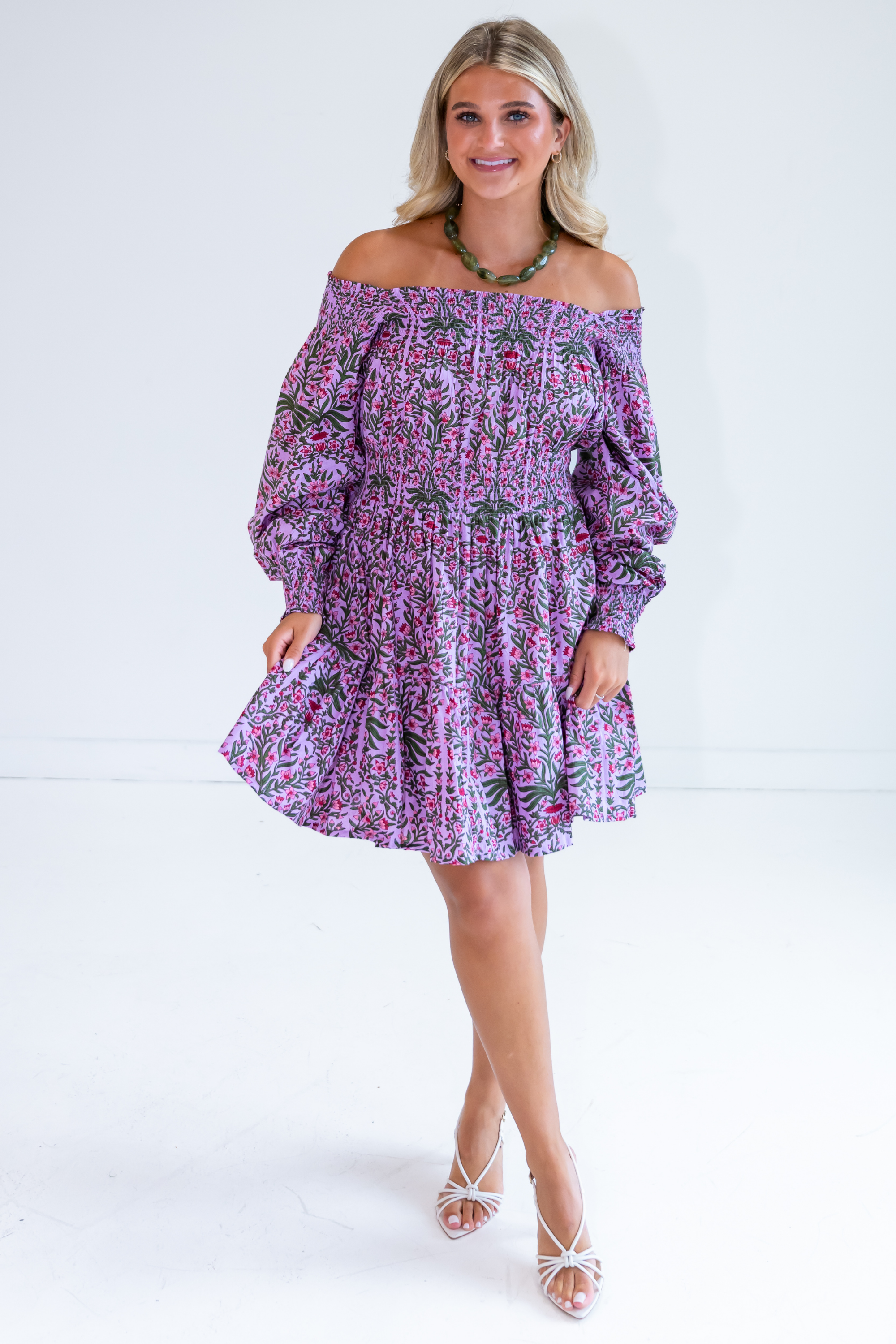 Jess Long Sleeve Mini Dress - Blossom Lilac