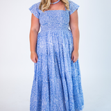 Lil Smocked Maxi Dress - Cornflower Flower Explosion