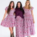 Lil Smocked Maxi Dress - Blossom Maroon