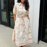 Katriana Crochet Midi Dress - Almond