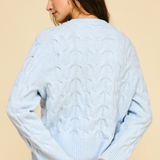 Diana Cable Crew Sweater - Baby Blue