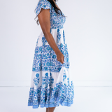 Lil Smocked Maxi Dress - Poppy Mix Blue