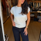 Edie Ribbed Knit Sweater Top - Light Blue