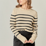 Bailey Rollneck Stripe Sweater - White/Black