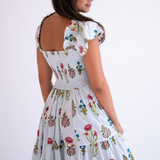 Abby Fall Sweetheart Maxi Dress - Pinstripe Floral Light Blue