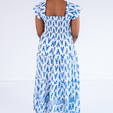 Lil Smocked Maxi Dress - Lobsters Bright Blue
