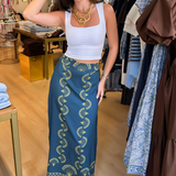 Luana Silk Maxi Skirt - Green Multi