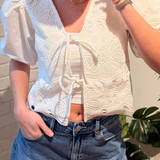 Ana Eyelet Top - Off White