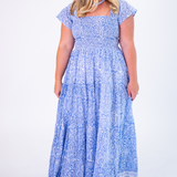 Lil Smocked Maxi Dress - Cornflower Flower Explosion