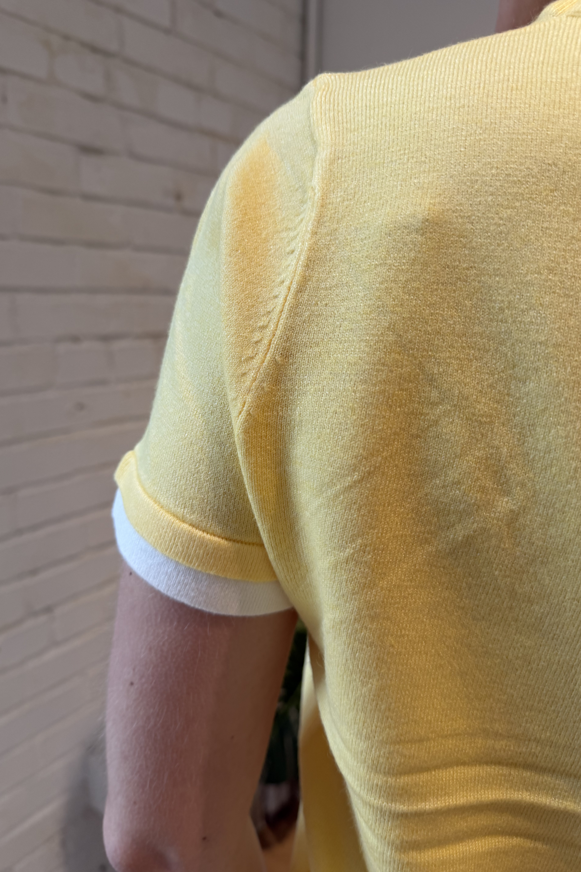 Grace Short Sleeve Knit Shirt - Lemon