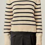 Bailey Rollneck Stripe Sweater - White/Black