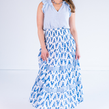Britt Smocked Maxi Skirt - Lobsters Bright Blue