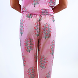 Kathy Jammy Pant Set - Pink Stripe Blossom