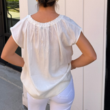 Gina Simple Vneck Blouse - White