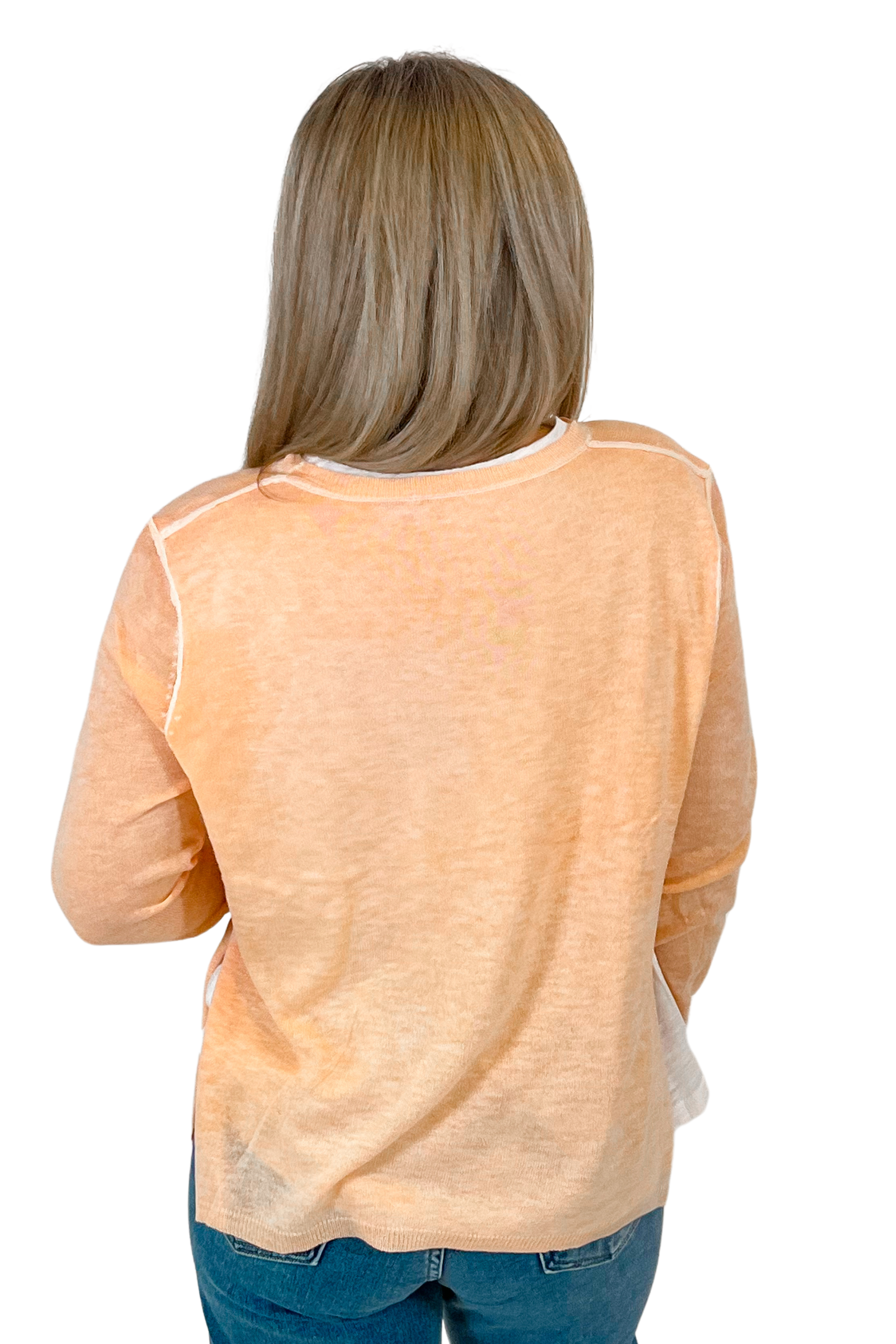 Vero Built in Tee Sweater - Coral