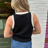 Claudia Button Shaker Vest - Black Multi