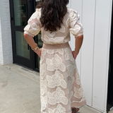 Katriana Crochet Midi Dress - Almond