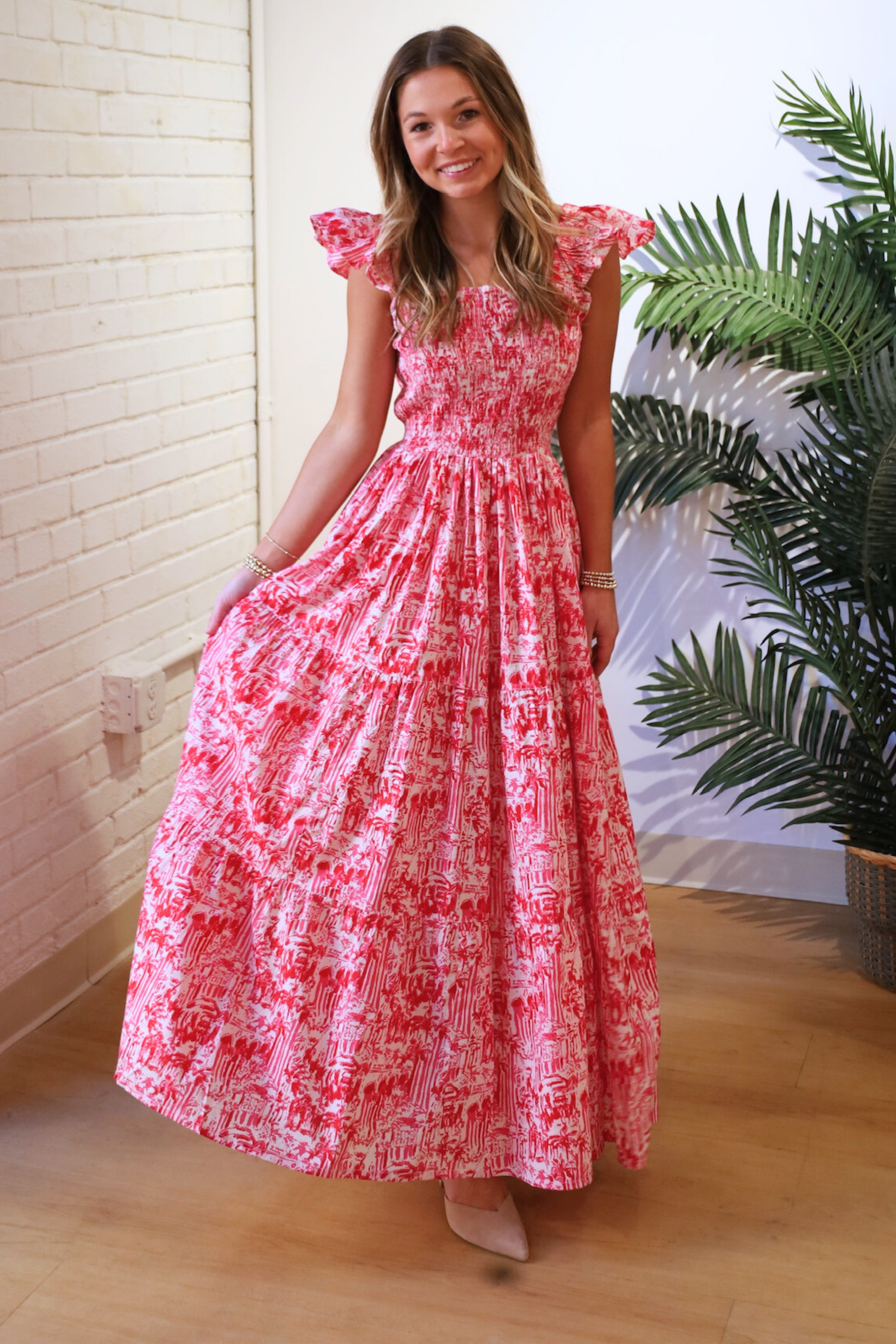 Erin Tie Back Maxi Dress - Palm Beach Magenta