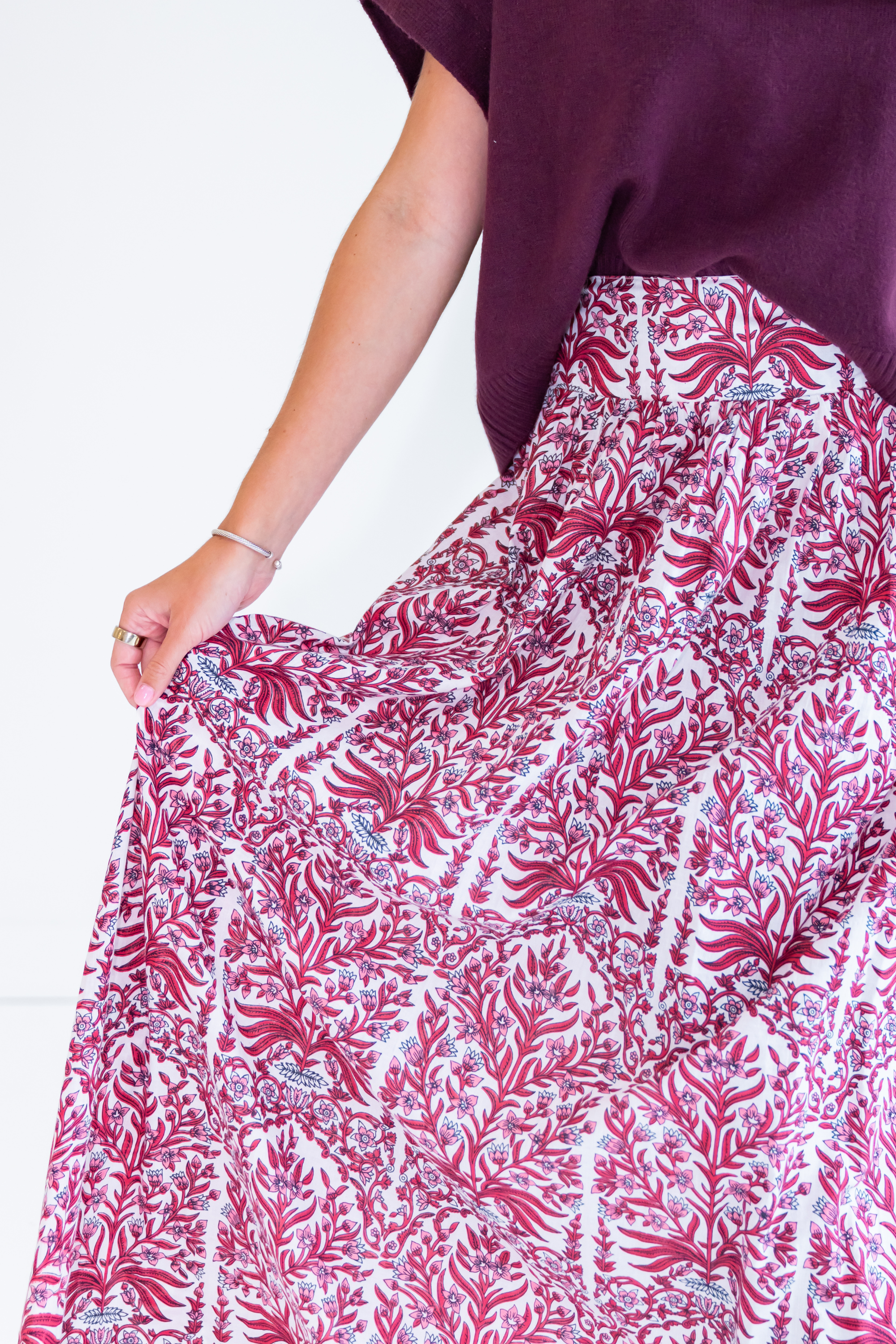 Emily Maxi Skirt - Blossom Maroon