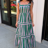 Hanna Stripe Maxi Dress - Green/Pink