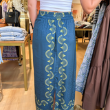Luana Silk Maxi Skirt - Green Multi