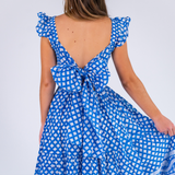 Erin Tie Back Maxi Dress - Mini Lotus Bright Blue