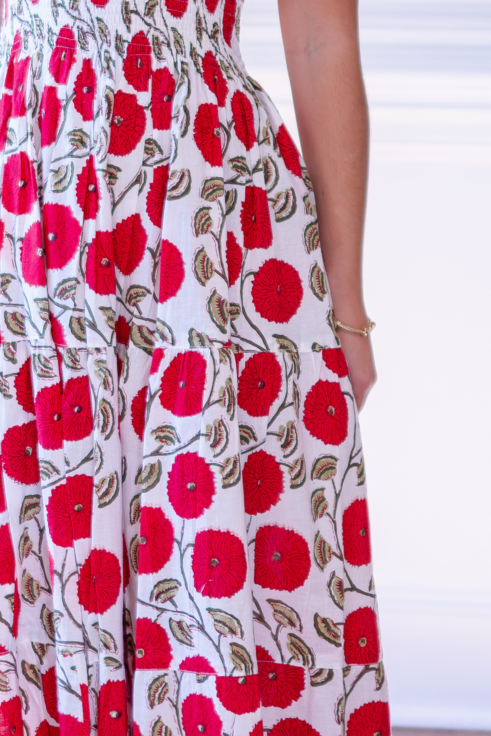 Lil Smocked Maxi Dress - Mum Red Green