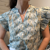 River Printed Flutter Top - Teal
