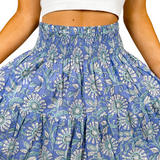 Lucy Smocked Maxi Skirt - Peri Teal Daisy