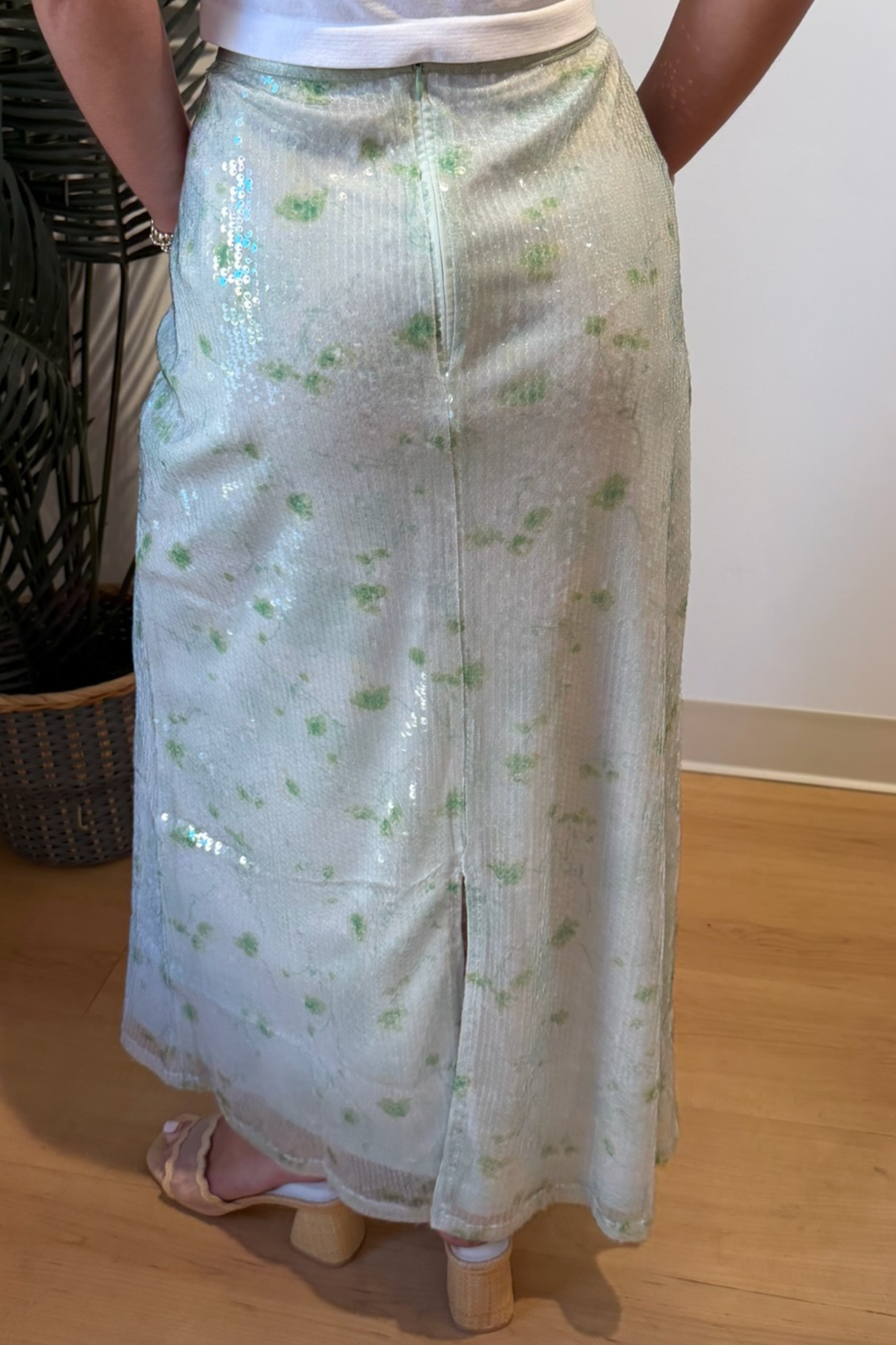 Swan Sparkle Maxi Skirt - Vert