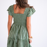 Lil Fall Smocked Mini Dress - Gingham Olive