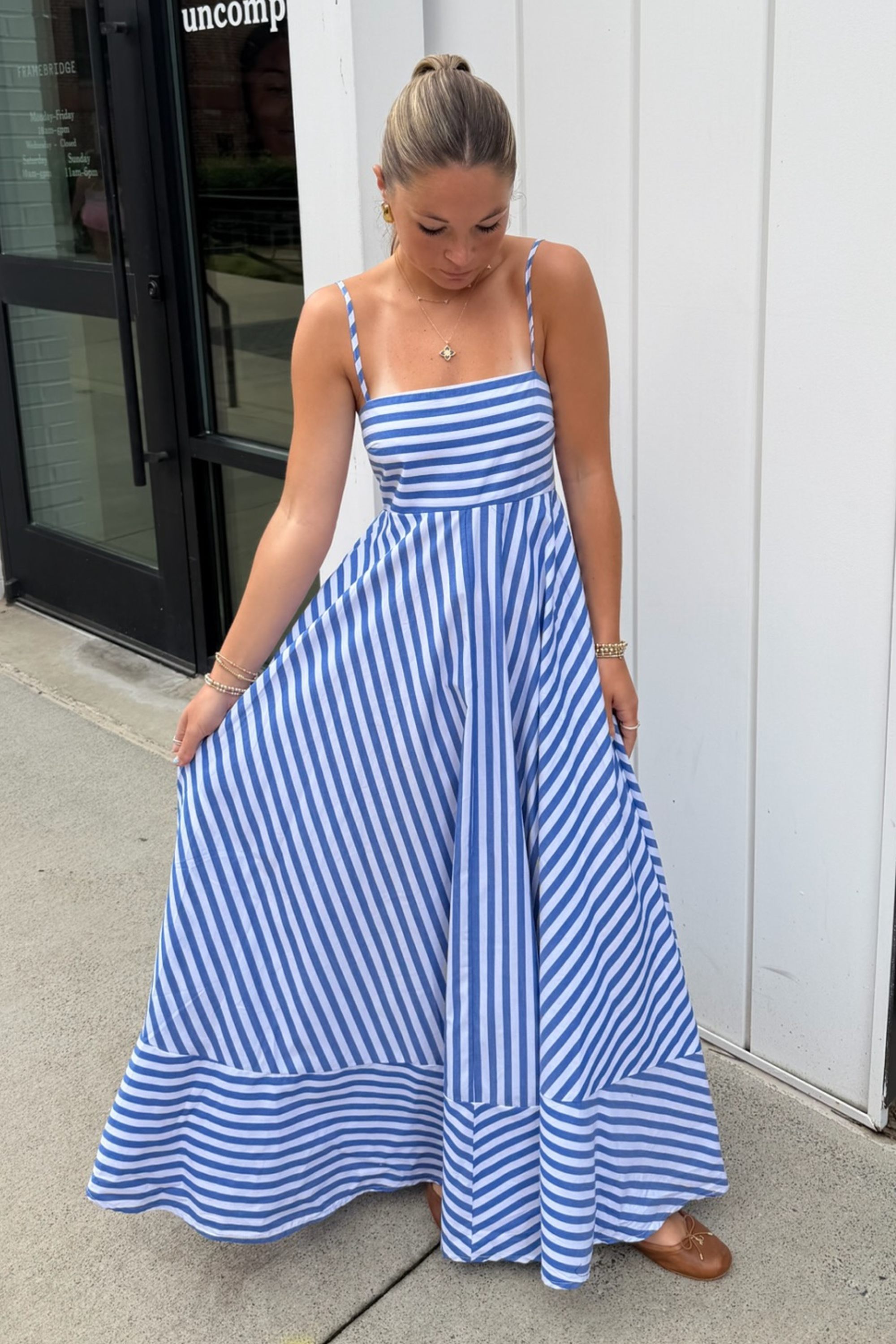 Cece Stripe Maxi Dress - Blue Lilbelle Charlotte Cece Stripe Maxi Dress - Blue Lilbelle Charlotte