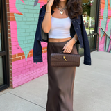 Nat Silky Slip Skirt - Chocolate Brown
