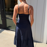 Rush Sweetheart Lace Midi Dress - Navy