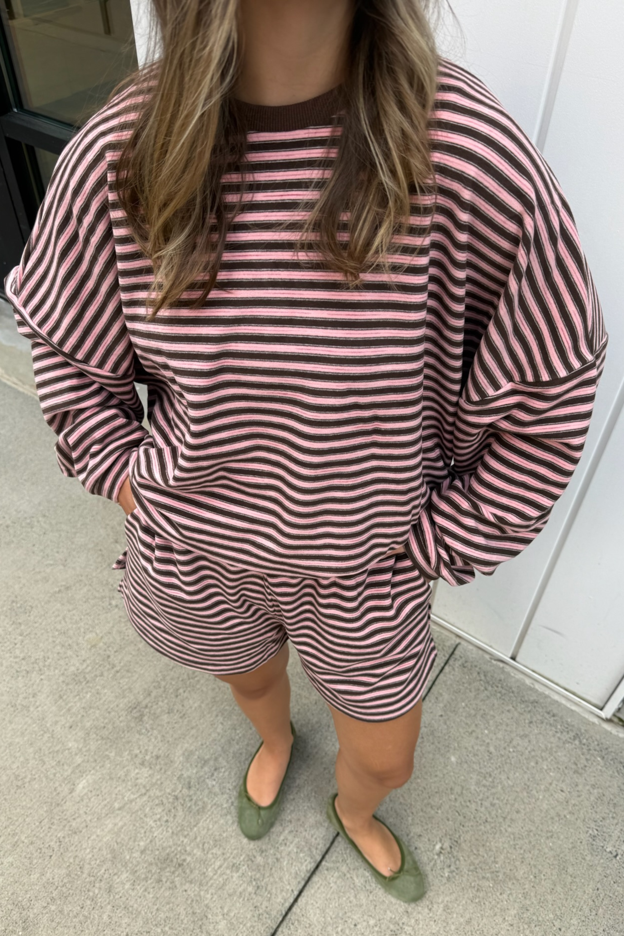 Jenna Stripe Sweatshirt - Pink
