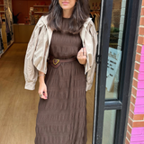 Keren Pleated Midi Dress - Chocolate