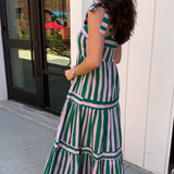 Hanna Stripe Maxi Dress - Green/Pink