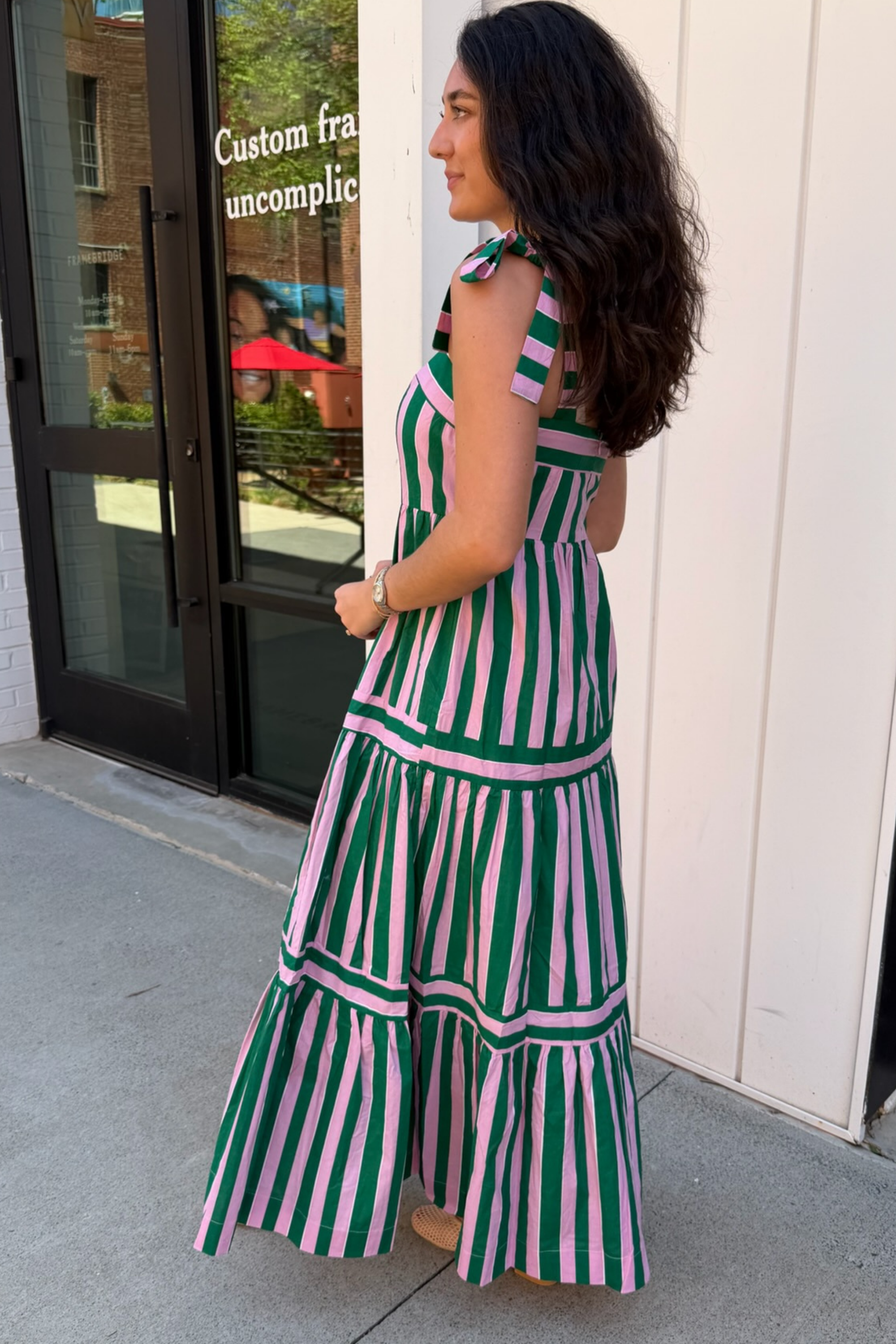 Hanna Stripe Maxi Dress - Green/Pink